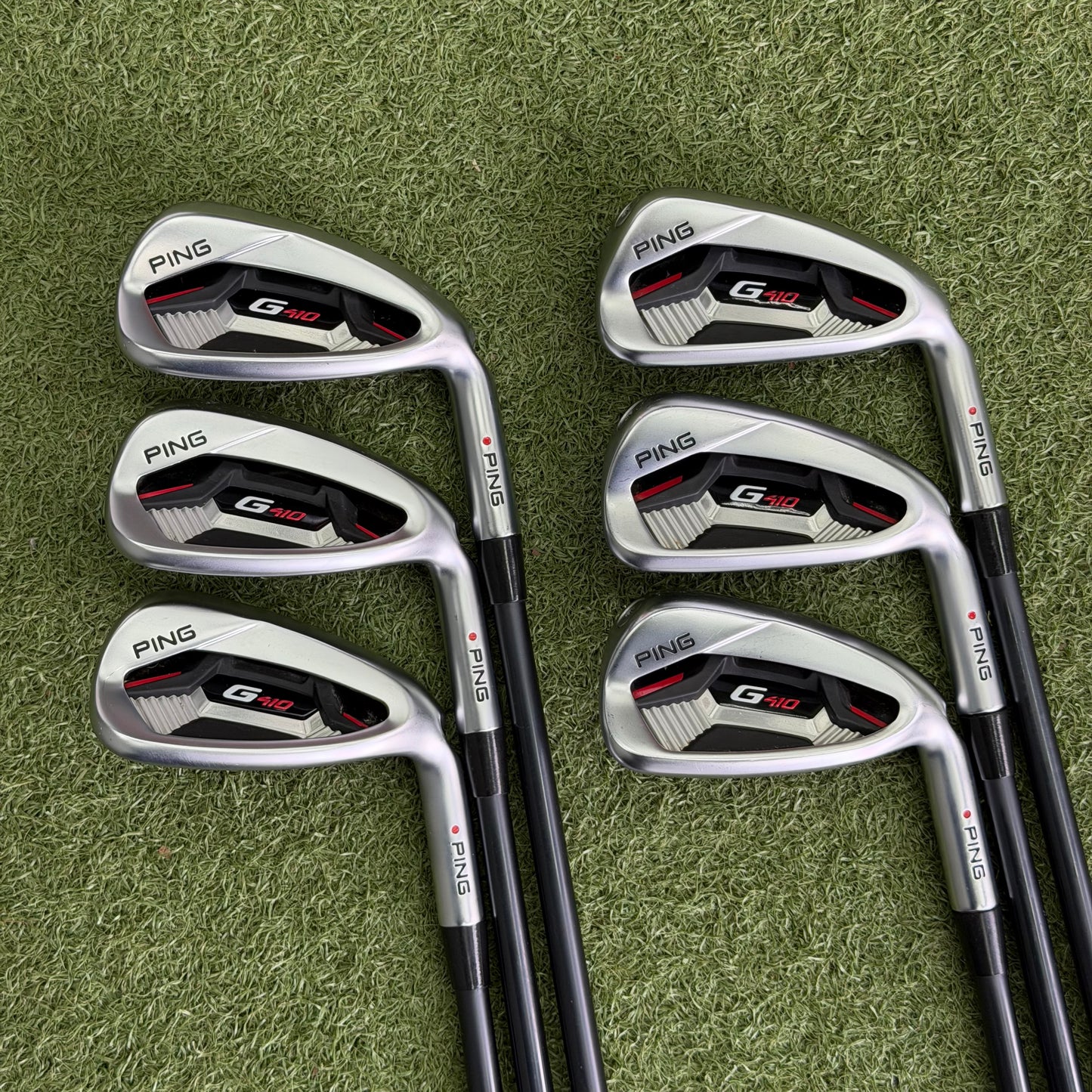 PING G410 Golf Iron Set / 6-PW+UW / Red Dot / Soft Regular Graphite Flex - Pre Owned Golf 