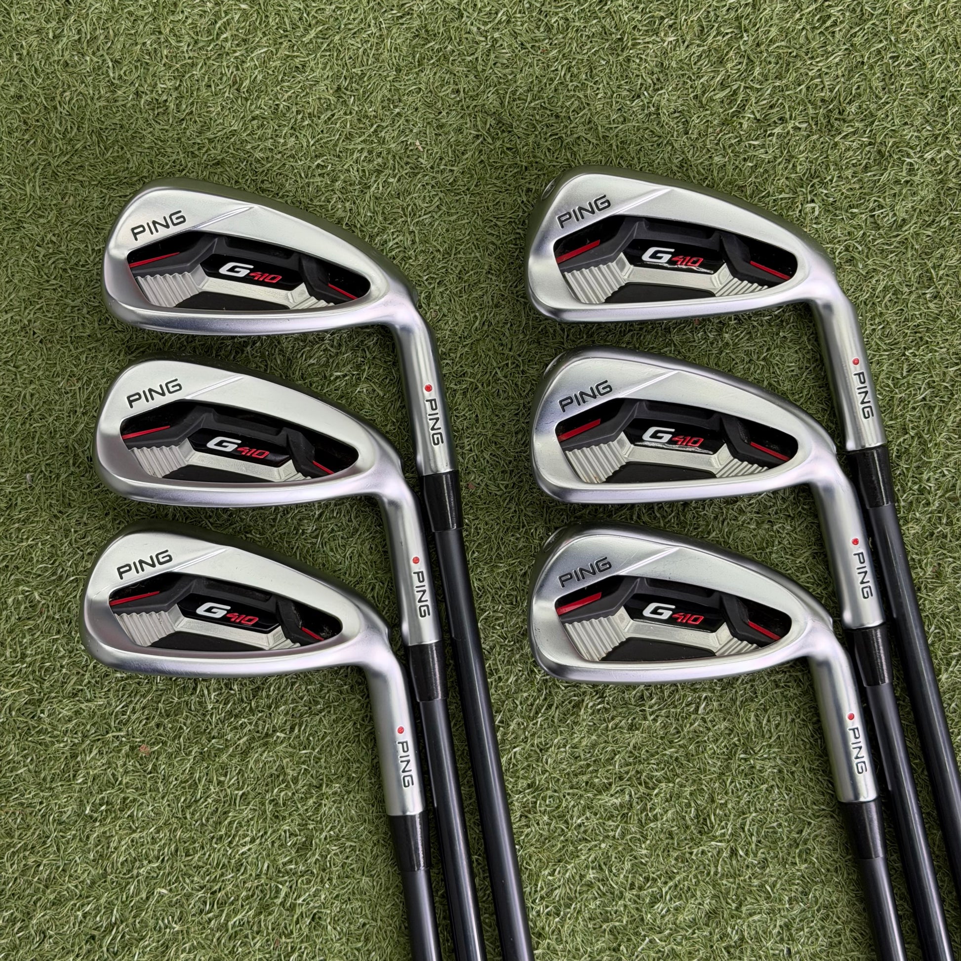 PING G410 Golf Iron Set / 6-PW+UW / Red Dot / Soft Regular Graphite Flex - Pre Owned Golf 